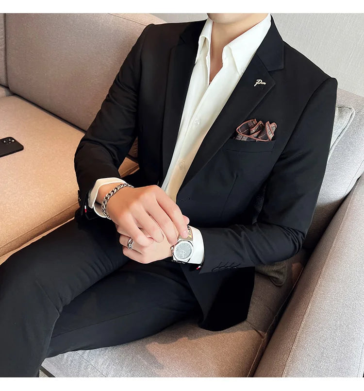 Terno Masculino Casual de Escritório Noivo Casamento Blazer Calça Social