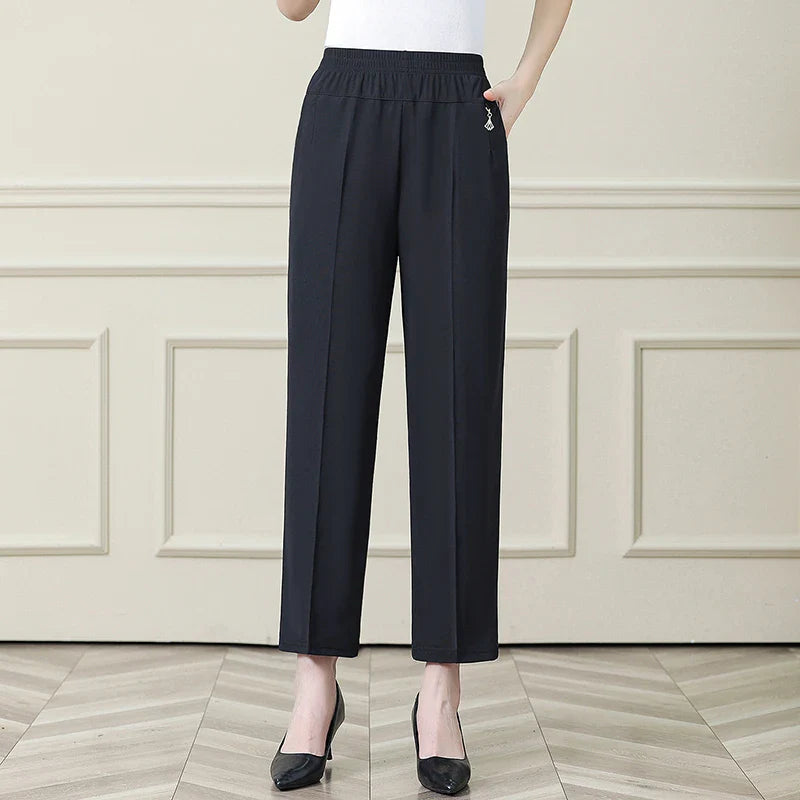 Summer New Ice Silk Casual Trousers Thin Sports Loose Trend Straight Quick-drying Mom Trousers
