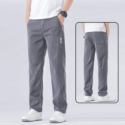 Spring Summer Thin Lyocell Casual Pants Men Loose Straight Fashion Stretch Korean Classic Trousers Men's Clothing Size M-5XL