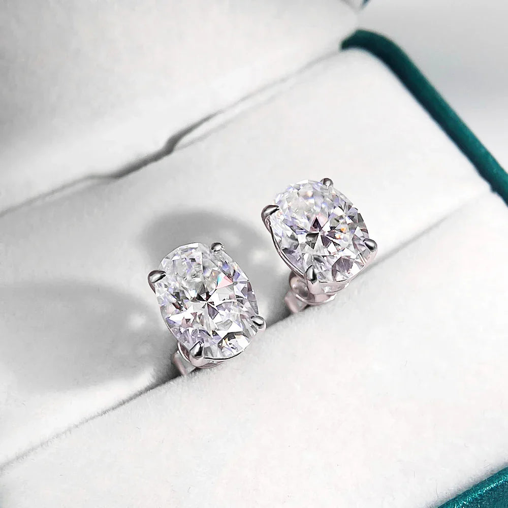 5*7mm Oval Cut Ruby Emerald Moissanite Stud Earrings Lab Grown For Women Man Unisex Gemstone Party 925 Silver Earring Gift