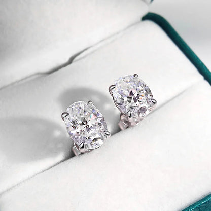 5*7mm Oval Cut Ruby Emerald Moissanite Stud Earrings Lab Grown For Women Man Unisex Gemstone Party 925 Silver Earring Gift