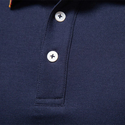 Men's Henley Neck Polo Shirt Cotton Solid Color Long Sleeve Autumn Winter Premium Luxury Mens Top