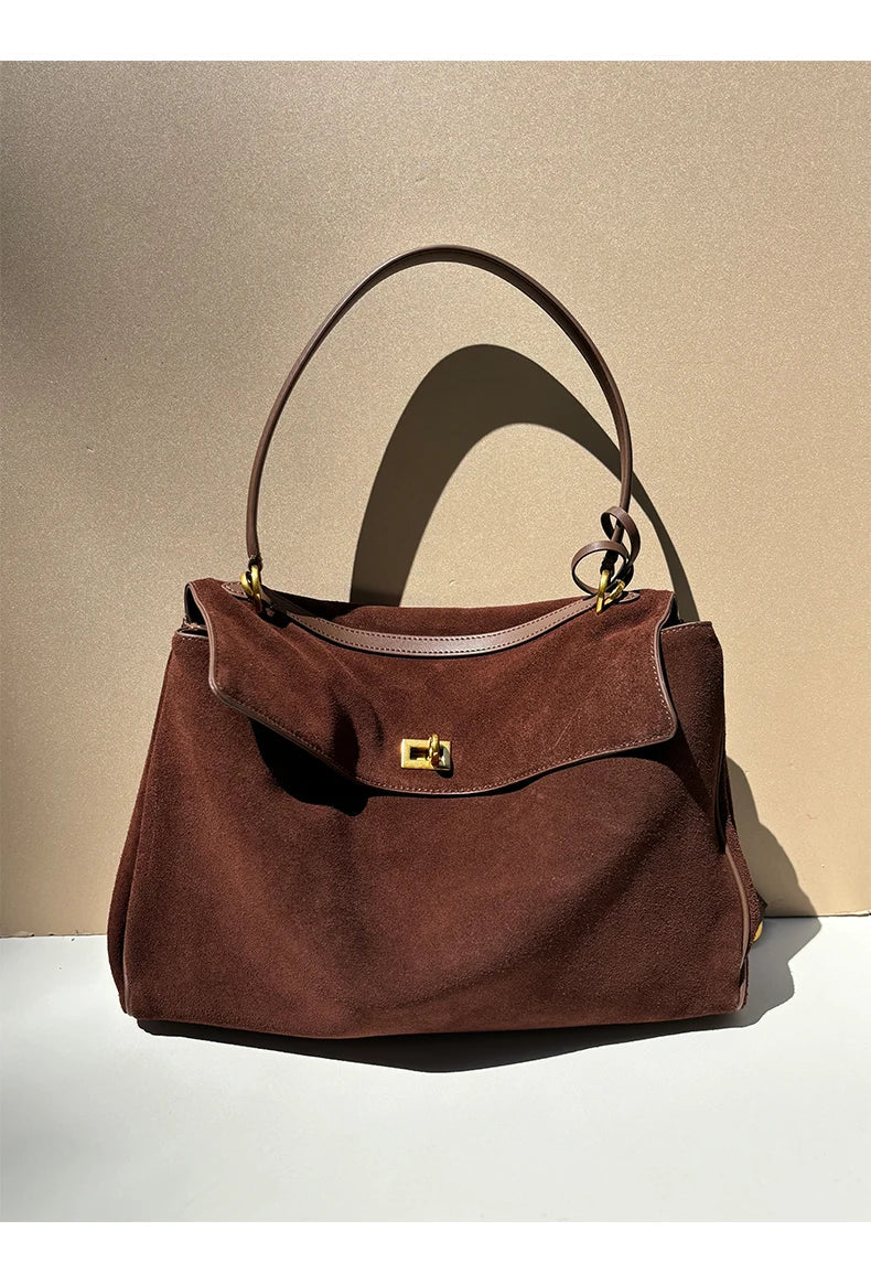 2025 Autumn Winter Women's Suede genuine leather Bag Shoulder Handbag Large Capacity Single Tote Bag Handbag Luxury Designer Bag