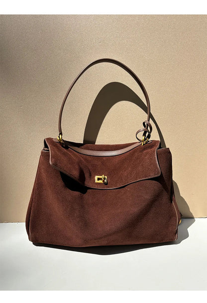 2025 Autumn Winter Women's Suede genuine leather Bag Shoulder Handbag Large Capacity Single Tote Bag Handbag Luxury Designer Bag