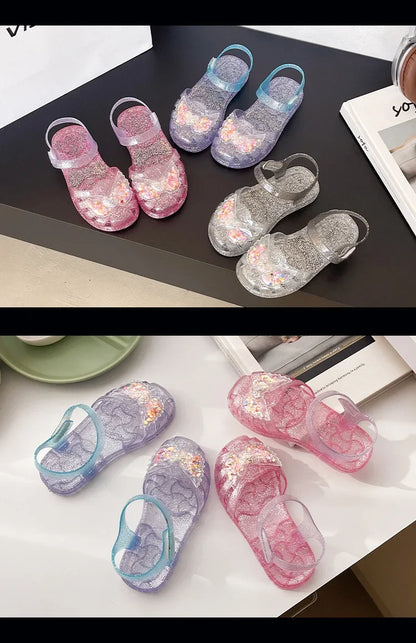 2025 New Summer Children's Sandals Little Princess Shoes Girls Sandals Baby Jelly Shoes Girls Beach Shoes