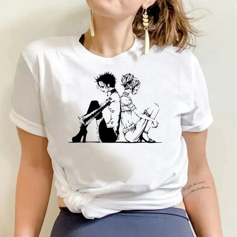 Anime T-shirt Cartoon Print Unisex Tops Black Stones Streetwear Sweatshirt Men Women Tees Female Streetwear