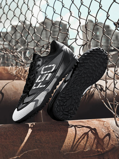 Premium turf soccer shoes, unisex, TF and FG, anti-slip and wear-resistant, available in two colors to choose from. stitching
