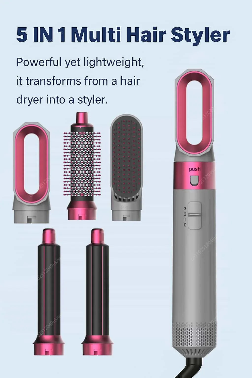 5 In 1 Professional Hair Dryer Hot Air Comb Brush With Curling Iron And Hair Straightener For Salon Quality Hair Styling