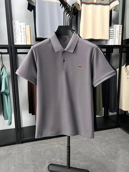 High end brand 100% cotton short sleeve polo shirt men's summer new soft breathable lapel T-shirt fashion letter embossed top