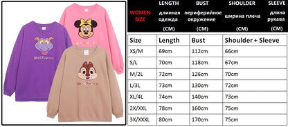 Mouse Chip An' Dale Cartoon Print Embroidery Fleece Sweatshirt New Women O-Neck Pullover Jumper Tops