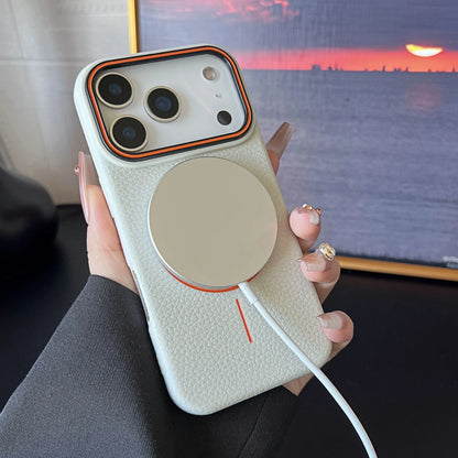 Frosted Hit Color Lichee Pattern Magnetic Phone Case For iPhone 17 Pro Max  For Magsafe TPU Soft Cover