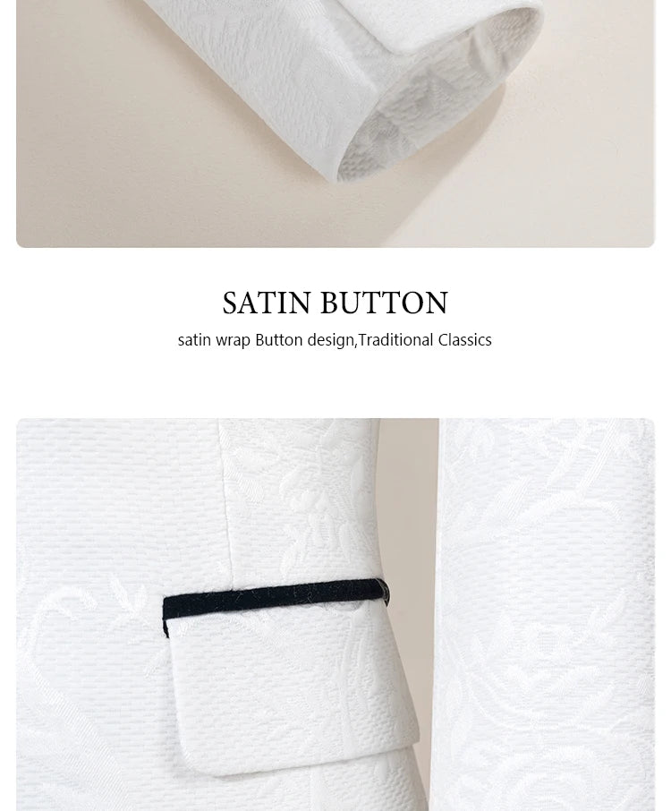 High Quality white party outfit for man luxury Retro carving Slim Fit Tuxedo Prom Suit Fashion Male Groom Wedding