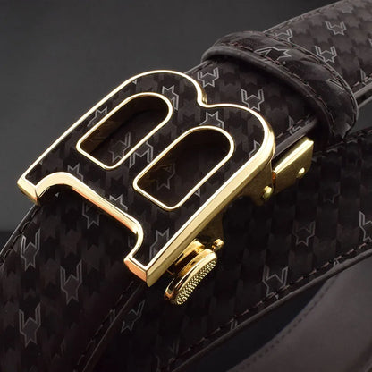 High Quality Automatic Buckle belts men Golden buckle fashion Waist Strap genuine leather Cowskin cintos masculinos B letter