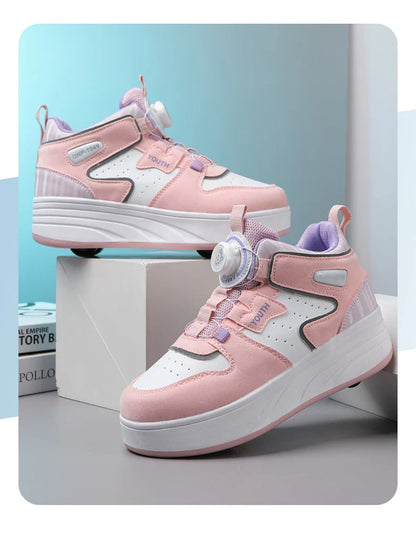 Students children's shoes four wheel light shoes Boys invisible roller shoes large size outdoor sports walking shoes women