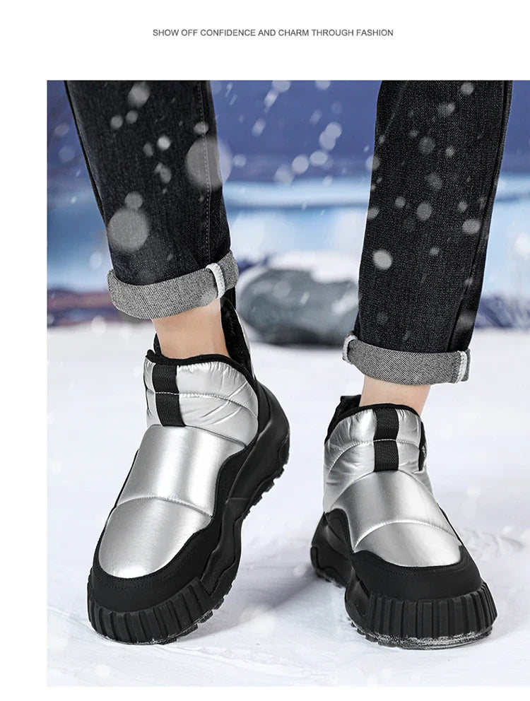 Winter shoes men's high top plush warm cotton shoes, high-quality and fashionable cold resistant outdoor cotton boots snow boots
