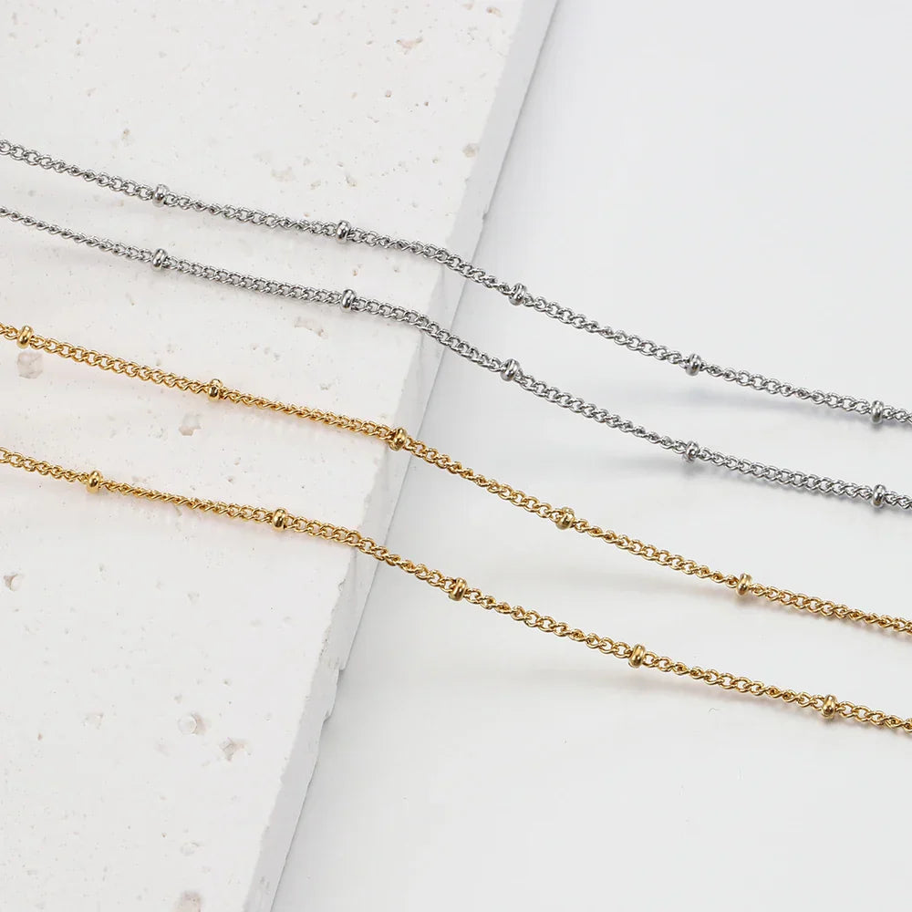10pcs 5pcs Stainless Steel Bead Chain Necklace Chains for DIY Jewelry Making Findings 45cm+5cm Chain with Lobster Clasps No Fade