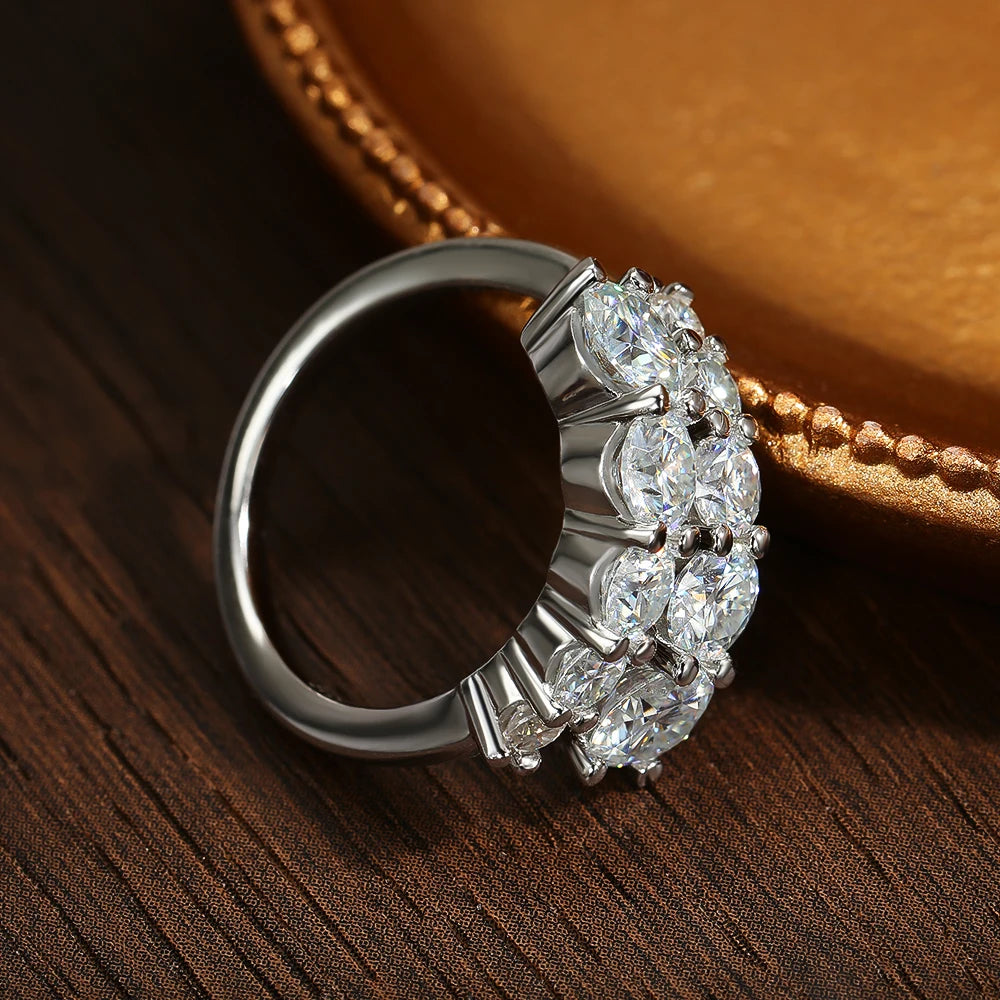 D VVS Moissanite Rings for Women Sparkling Diamond Engagement Wedding Band with GRA 925 Sterling Sliver Plated 18k Ring