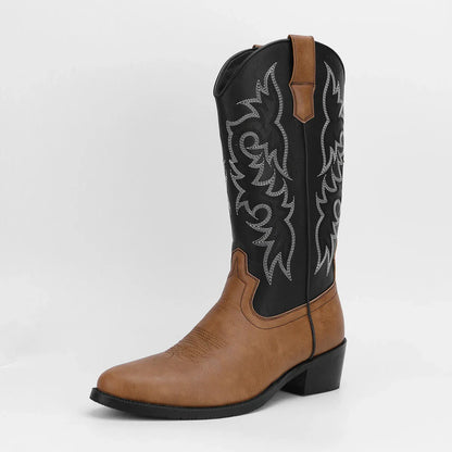 Men's High-Top Vintage Embroidered Fashion Desert Western Cowboy Boots