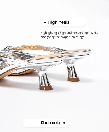 Women's Sandals Summer Cowhide New Thin Belt Business Fashion Sandals Wedding and Dinner Shoes