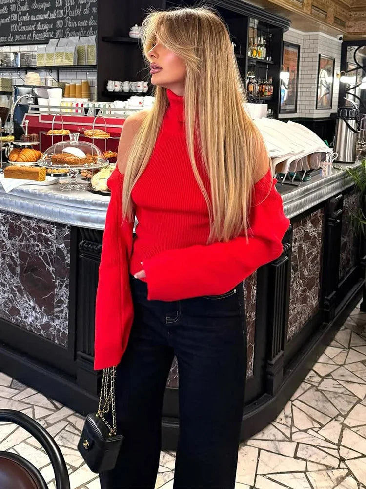 Trendix Hollow Out Sweater Sets For Women 2025 Fall New Long Sleeve Knitwear Shawl Suits Sexy Backless Knit Tank Top 2 Piece Set