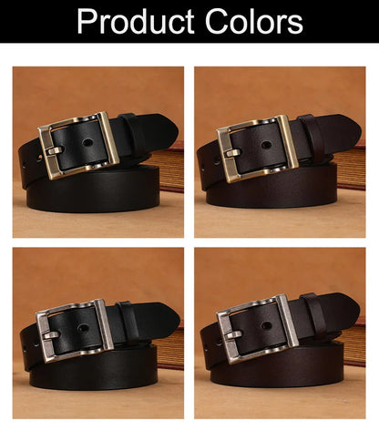 3.8cm Wide Men's Belt 110cm 120cm 130cm High-Quality Leather Belt Men's Retro Pure Cowhide Alloy Pin Buckle Jeans Men's Belt
