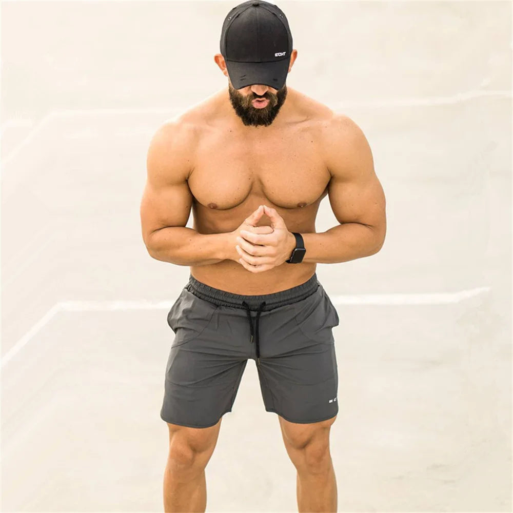 Men Gym Fitness Loose Shorts Bodybuilding Joggers Summer Quick-dry