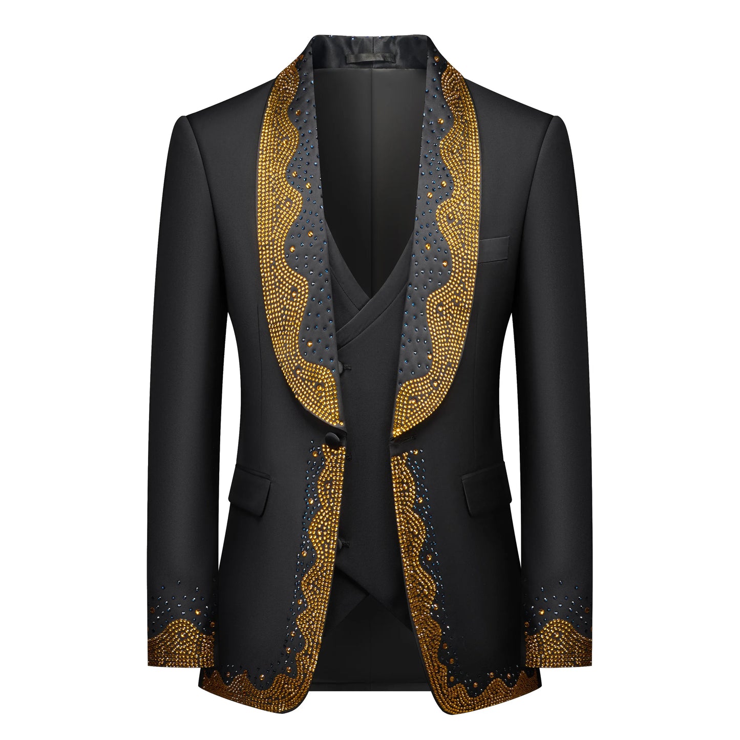 Luxury Wedding Suit For Fashion Men Beaded Slim Fit Groom Tuxedo Gentleman Party Suit 3 Pieces (Jacket+Pants+Vest) 2025