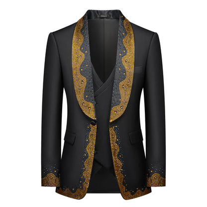 Luxury Wedding Suit For Fashion Men Beaded Slim Fit Groom Tuxedo Gentleman Party Suit 3 Pieces (Jacket+Pants+Vest) 2025