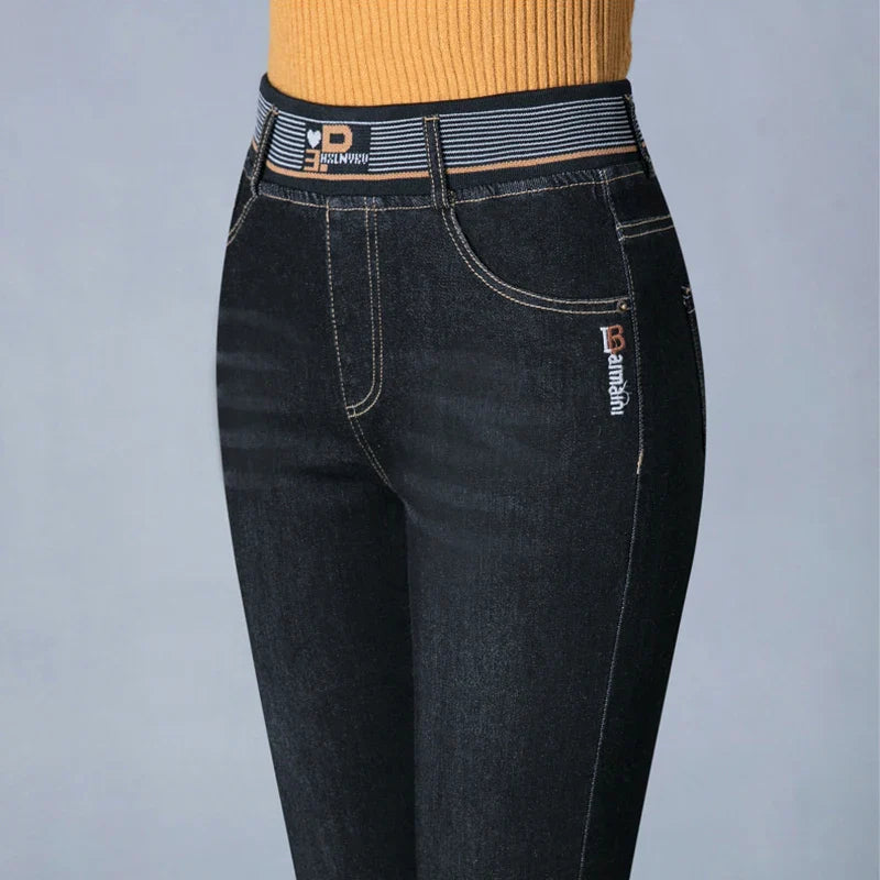 Women Casual Elastic High Waist Skinny Denim Pants