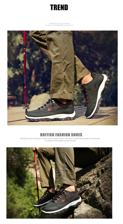 Men's Hiking Shoes Waterproof Leather Outdoor PU Shoes Wear-resistant Men Trekking Walking Hunting Tactical Sneakers