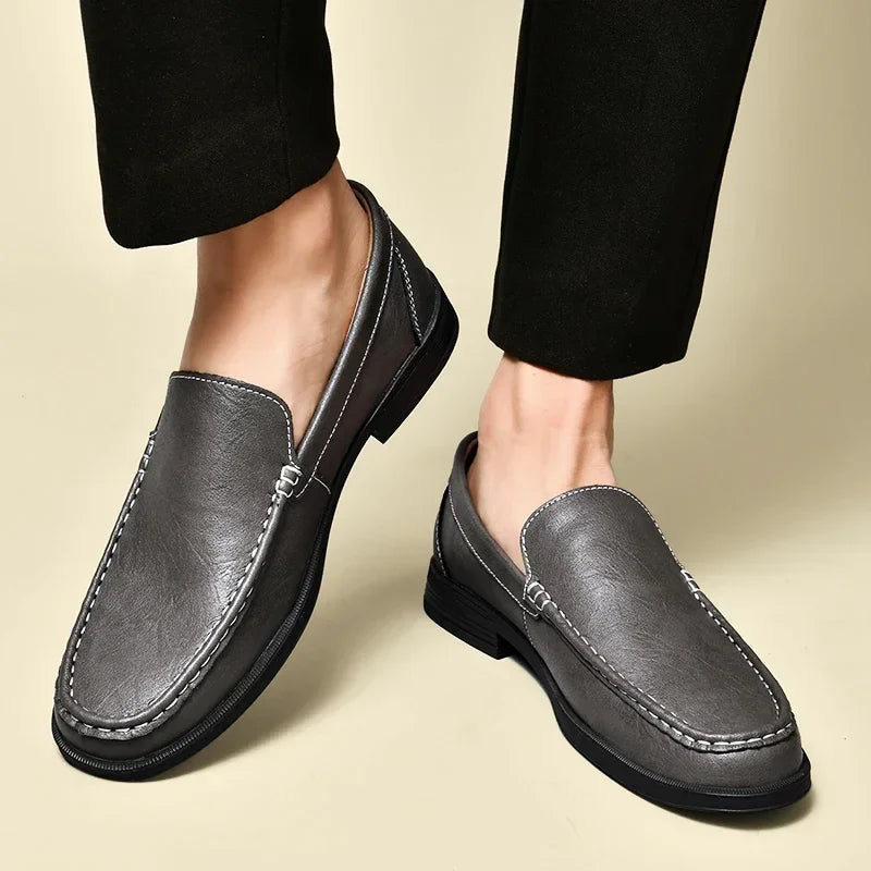 Leather Men Footwear Slip on Office Man Formal Shoes Wedding Party Men Dress Shoes Breath Driving Lazy Loafers