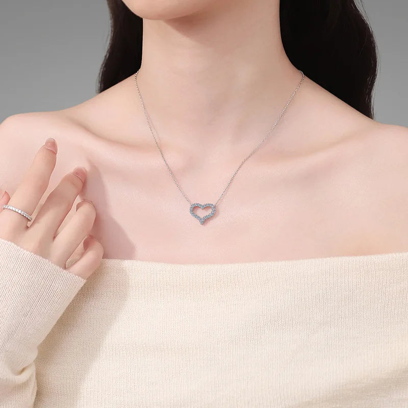 Heart Shape Full D Color Moissanite Link Bracelet Pendant for Women Girls S925 Silver Lab Diamond Chain Bracelets Earrings