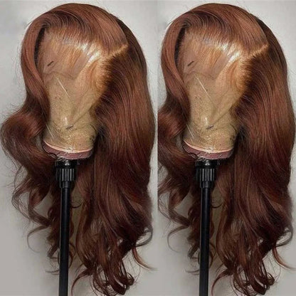 Chocolate Brown 13x4 Body Wave Lace Front Wig Pre-Plucked Brazilian HD 13x6 Lace Frontal Wigs for Women 32 Inch Human Hair