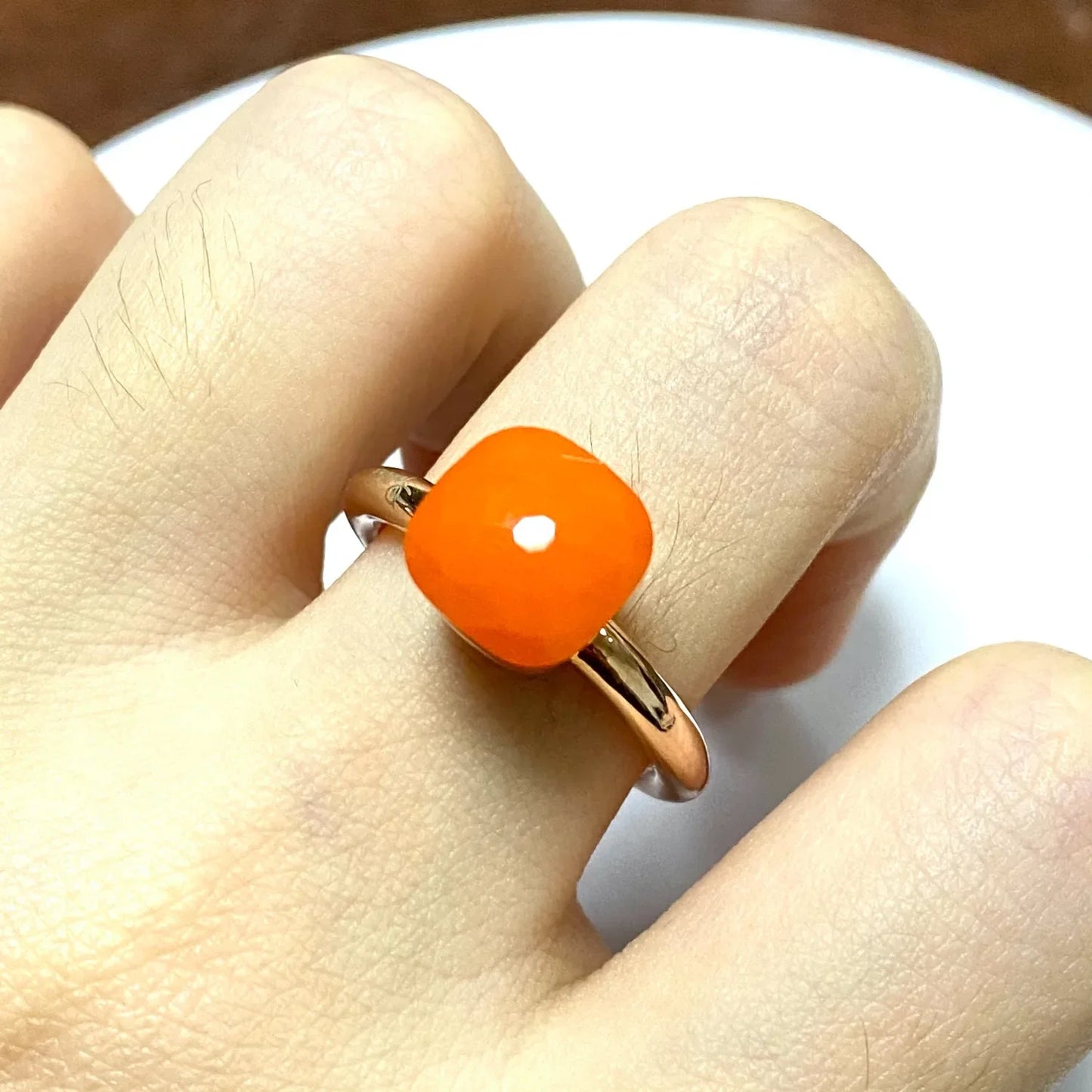 Stylish Purple Crystal Rose Gold Plated Candy Ring 30 Colors Simple Candy Color Jewelry Gift for Women Valentine's Day