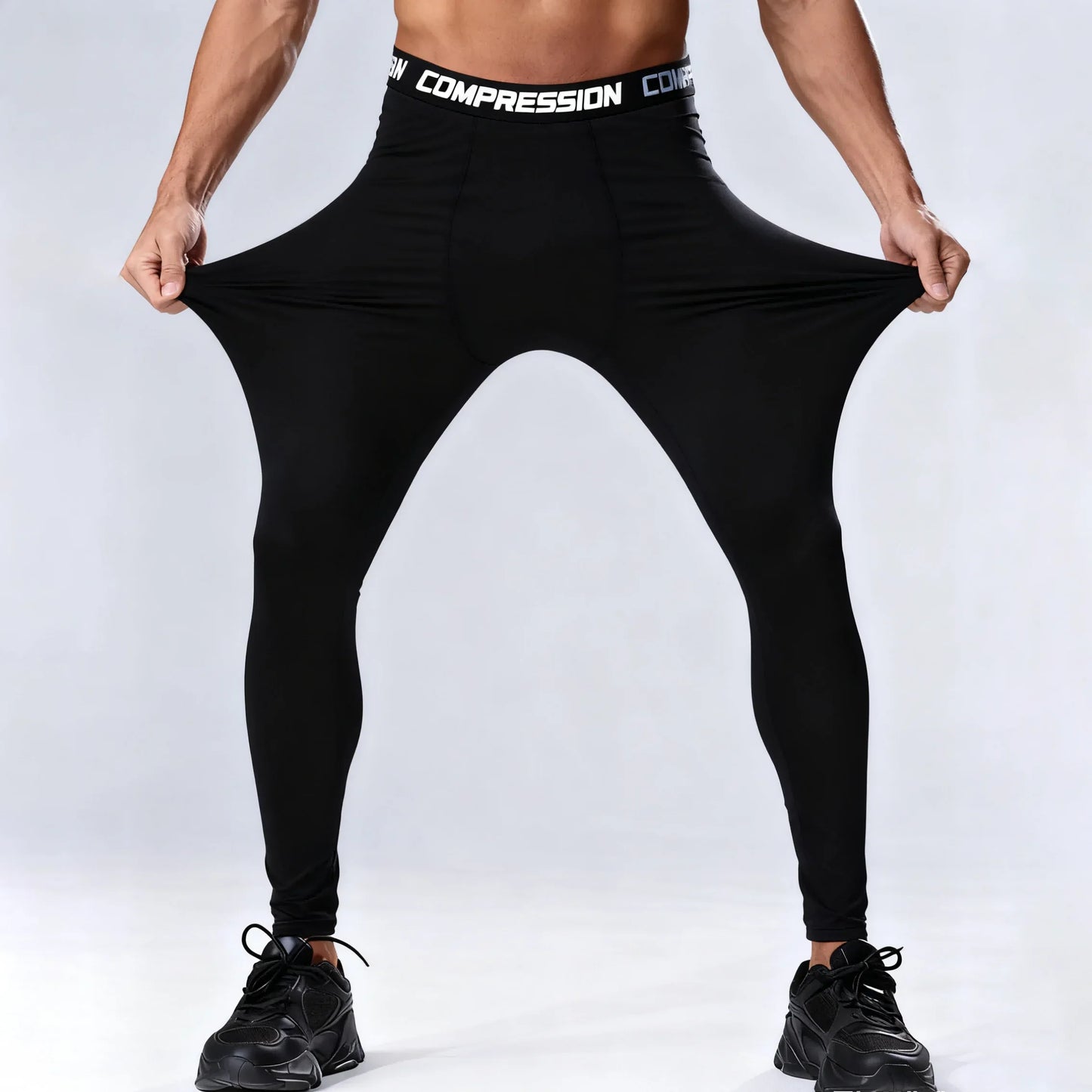 Men's Compression Leggings High Elastic Quick Dry Breathable Sports Base Layer for Gym Running Basketball Workout