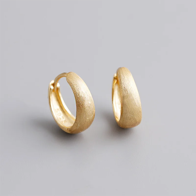 925 Sterling Silver Premium Matte Minimalism Unisex Huggies Ear Hoops Earrings for Women Gothic Piercing Men's Jewelry