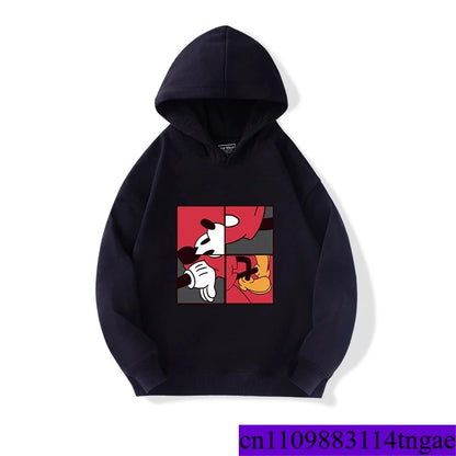 Cartoon Cute Mickey Print Boys Girls Casual Fleece Hoodie Autumn and Winter Outdoor Fashion Warm Kids Pullover Top