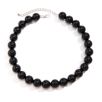 Salircon Gothic Simple Acrylic Red\Black Big Ball Bead Chain Necklace Women's Y2K Korean Clavicle Necklace Trendy Party Jewelry