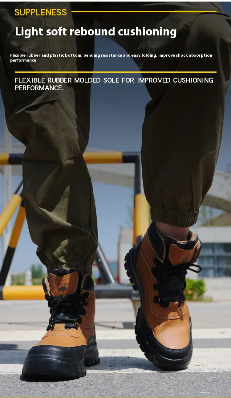 New fashion high-top anti-smashing and anti-puncture safety shoes steel toe toe wear-resistant work shoes men's protective shoes