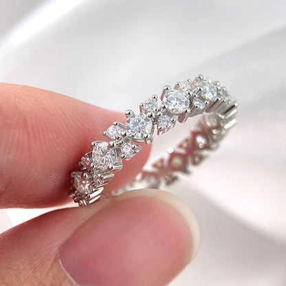 1.56CTTW 100% All Moissanite Wedding Rings for Women Dating Ring Full Eternity Bands S925 Sterling Silver Plated 18k GRA
