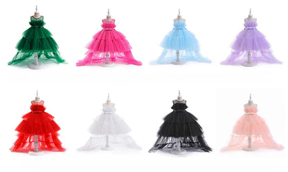 Elegant Tulle Bridesmaids Party Girls Dresses Summer Baptism Birthday Wedding Prom Princess Dress for Girl Christmas Kids Clohes
