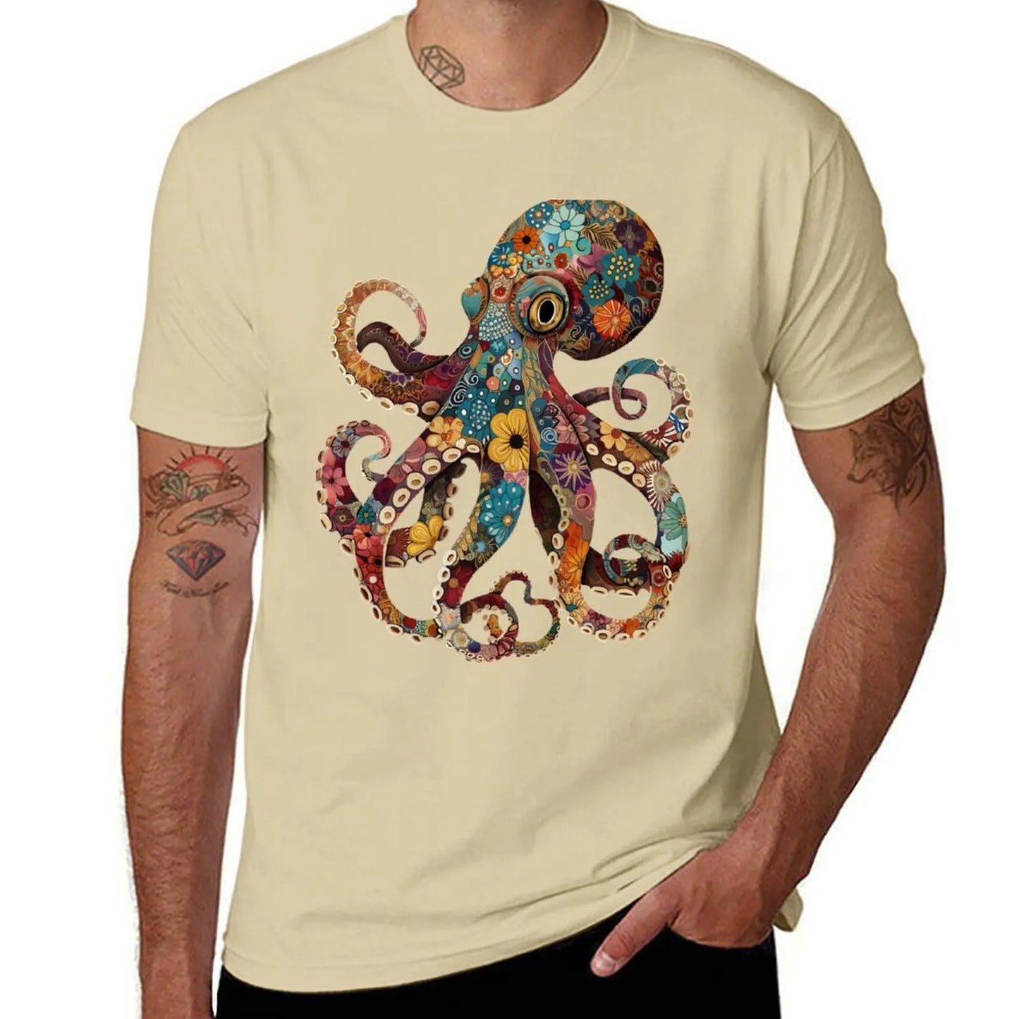 Full color octopus T-Shirt quick drying korean fashion summer tops Aesthetic clothing funny t shirts for men