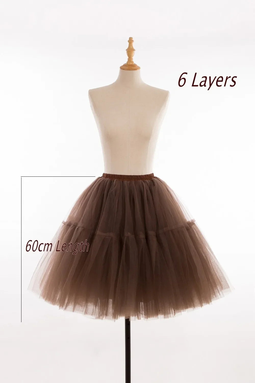 6 Layers Fluffy Ball Gown Women Short Skirts Knee Length Tutu Dress Underskirt Soft Tulle Petticoat for Club Cosplay Marathon