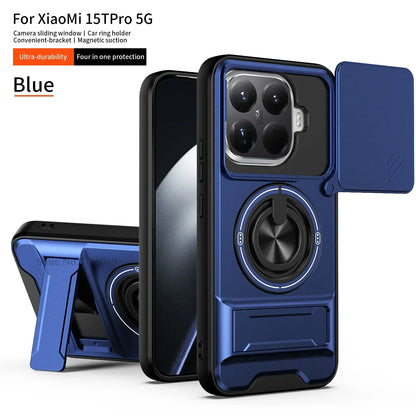15T/15T Pro Armor Case For Xiaomi 15T Pro Case Shockproof Slide Lens Protector Phone Cover For Xiaomi 15T Case Fundas With Ring