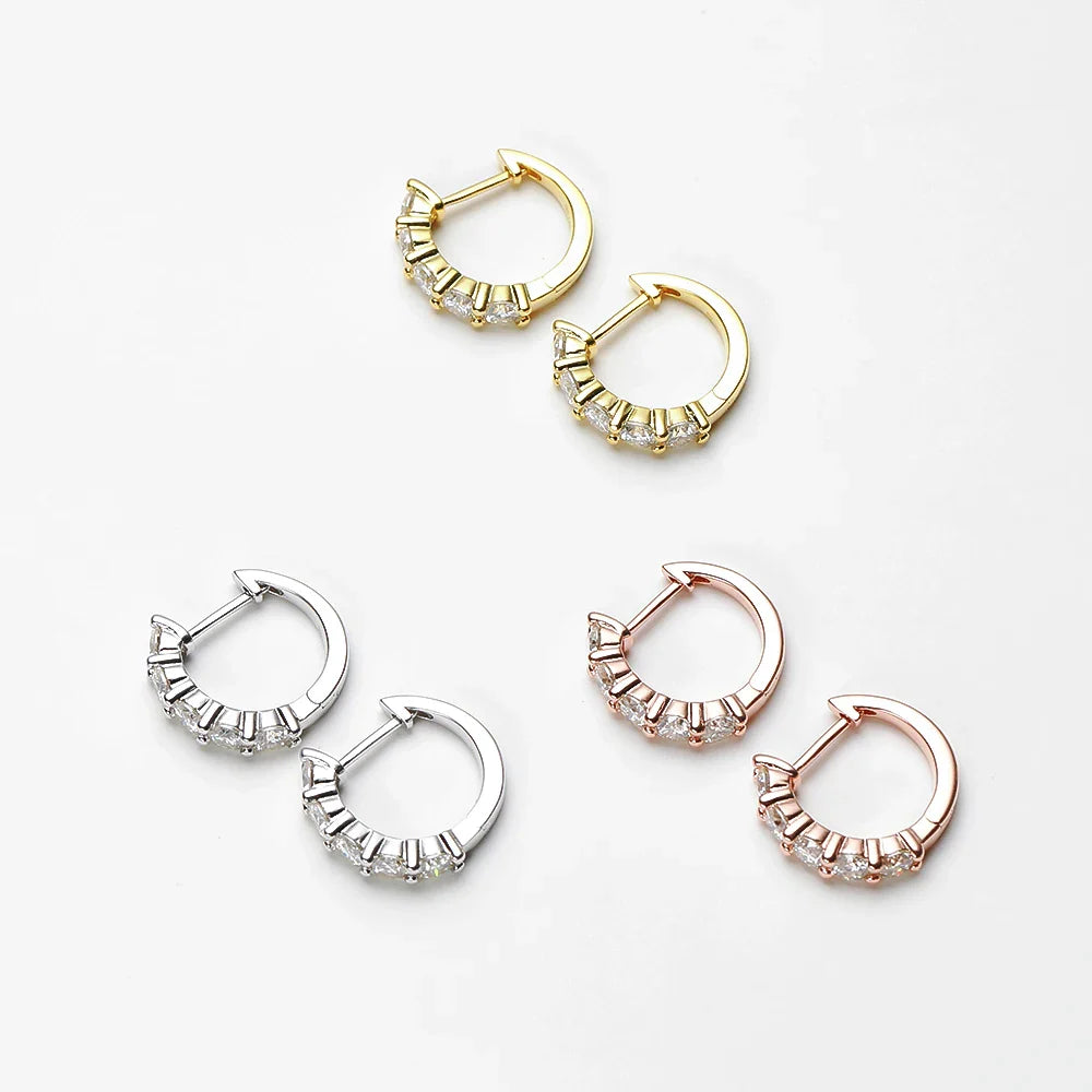 100% 925 Sterling Silver each 0.2ct 3.5mm Moissanite Hoop Earrings For Women Sparkling Wedding Party Fine Jewelry Gift