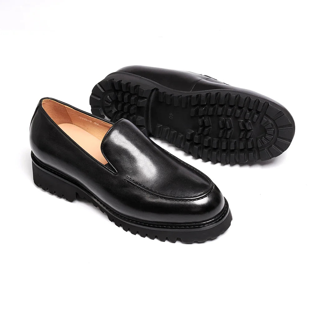 Fashionable Men Formal Shoes Genuine Leather Handmade High Heels Thick Shoes Classic Wedding Office Men's Formal Business Shoes