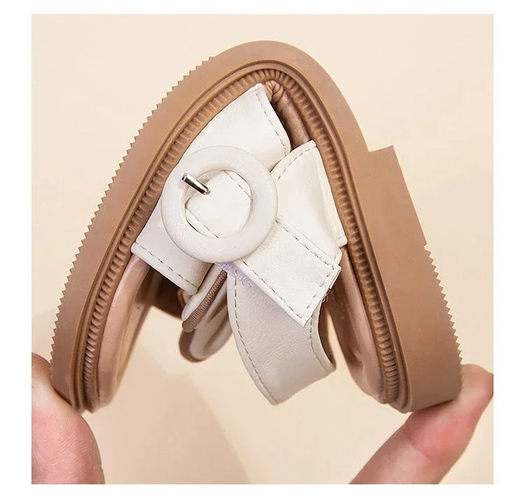 New Children's Sandals Summer Bowknot Girls Princess Causal Shoes Fashion Kids Soft Bottom Beach Flat Sandals Open-toe Versatile