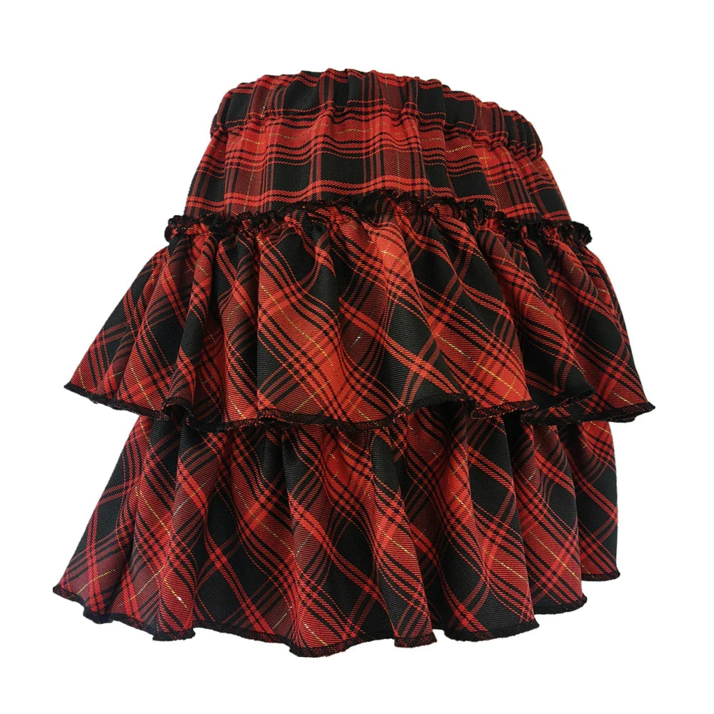 Pink Skirt Japanese College Style Youth Girl Plaid Skirt Female High Waist Slim Lolita Cosplay Y2k Skirt Goth Skirt