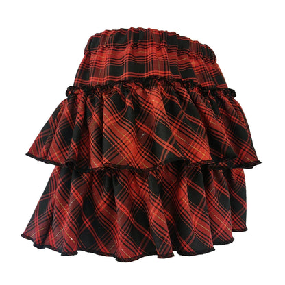 Pink Skirt Japanese College Style Youth Girl Plaid Skirt Female High Waist Slim Lolita Cosplay Y2k Skirt Goth Skirt