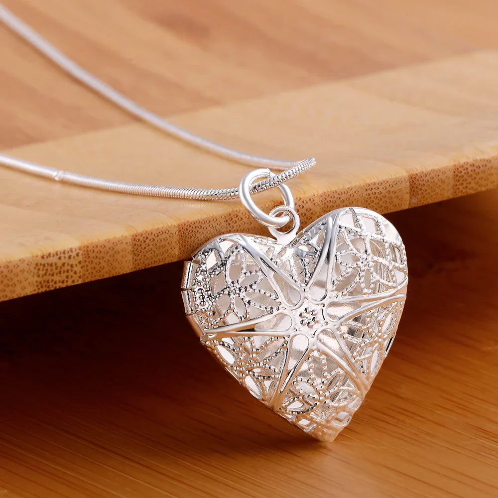 925hot sale Silver color Photo Frame Pendant Necklace Snake Chain For Woman Charm Wedding Fashion Jewelry ColorLN072